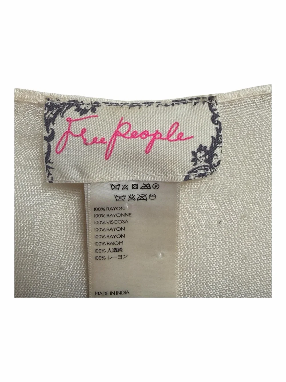 Free People Neutral Cream Rayon Shawl - Cream Rose Ombré